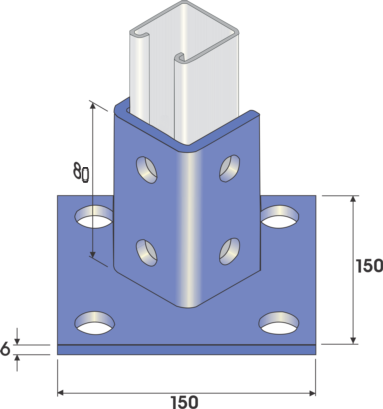 Base Plate 150mm x 150mm x 80mm S/S