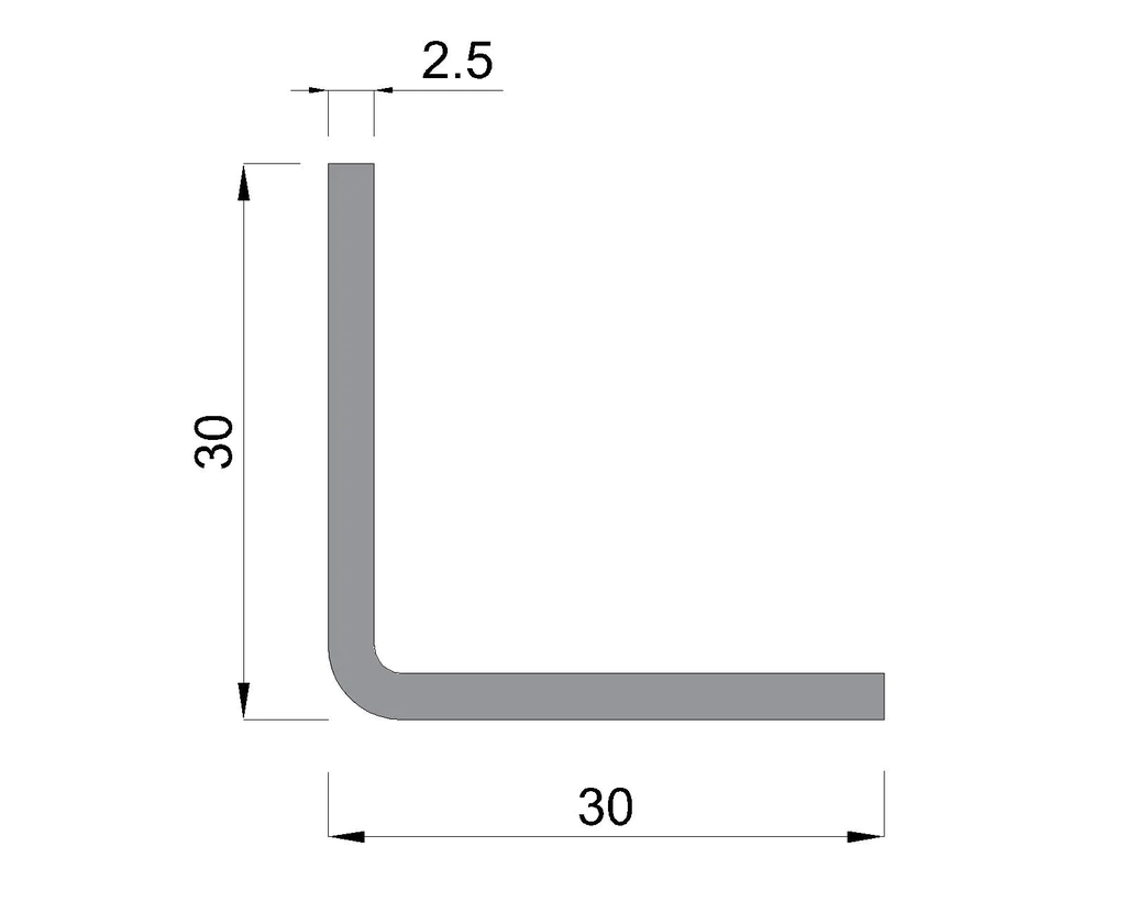 Slotted Angle Z/P 30mm x 30mm x 2.5mm 3 Metre Length