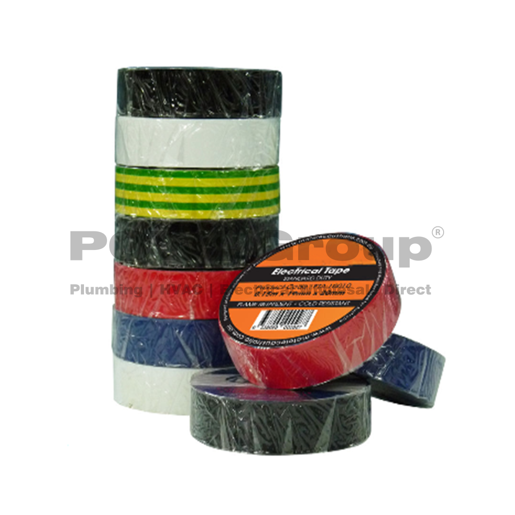 Electrical Tape Rainbow 10 Pack (Contains 2x Red, 2x Blue, 2x White 3x Black, 1 x Green/Yellow)
