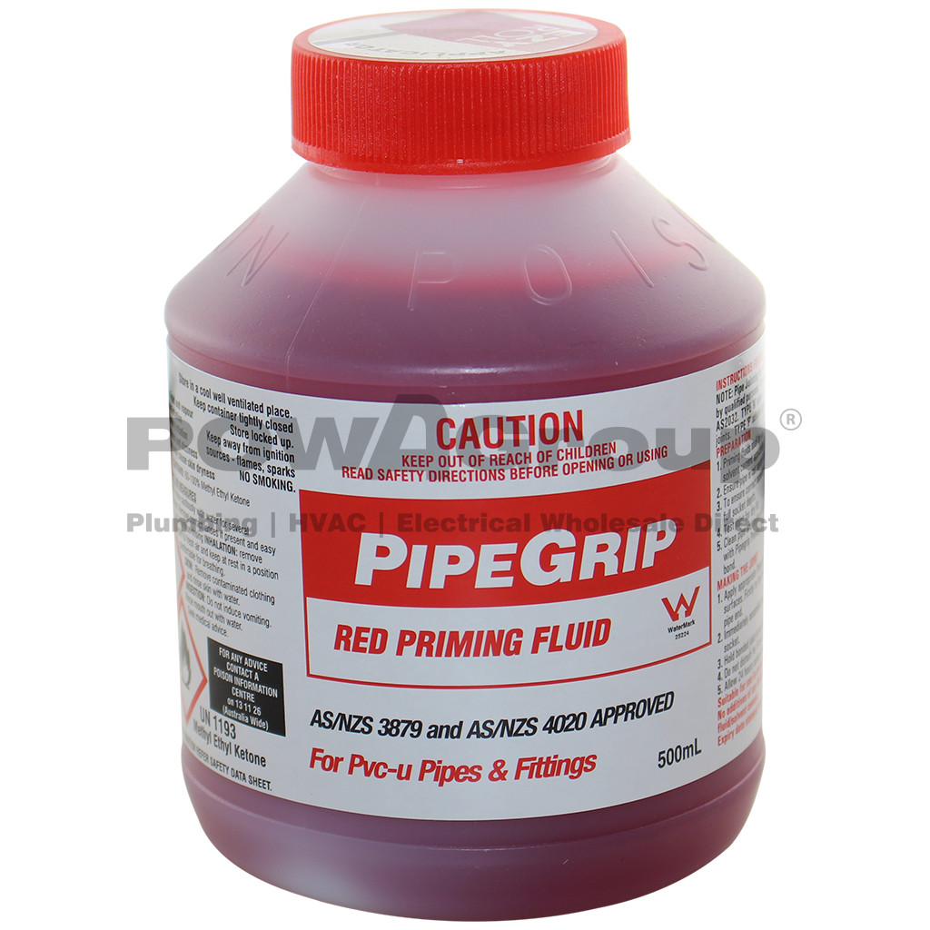 PVC Priming Fluid - Red - Pipe Joining 500ml with Built in Roller Applicator