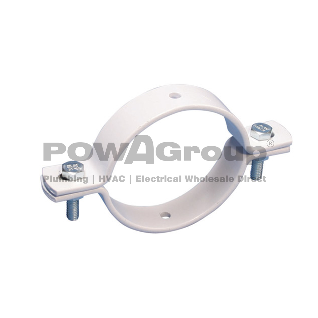 Double Bolted Clamp White Powdercoated Finish 150mmNB 160mm OD FOR PVC