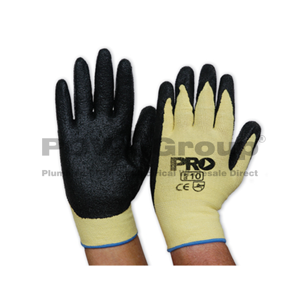 *PO* Gloves Yellow Kevlar Black Dipped Nitrile - Size 10