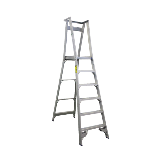 *PO* Platform Ladder Aluminium 9ft (2.7m) Overall x 6ft (1.8m) To Platform - 6 Steps Inc Platform