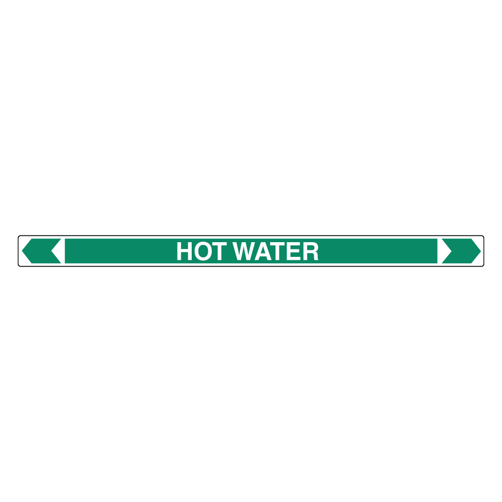*PO* Pipe Marker ;- Hot Water 50mm x 380mm(G)