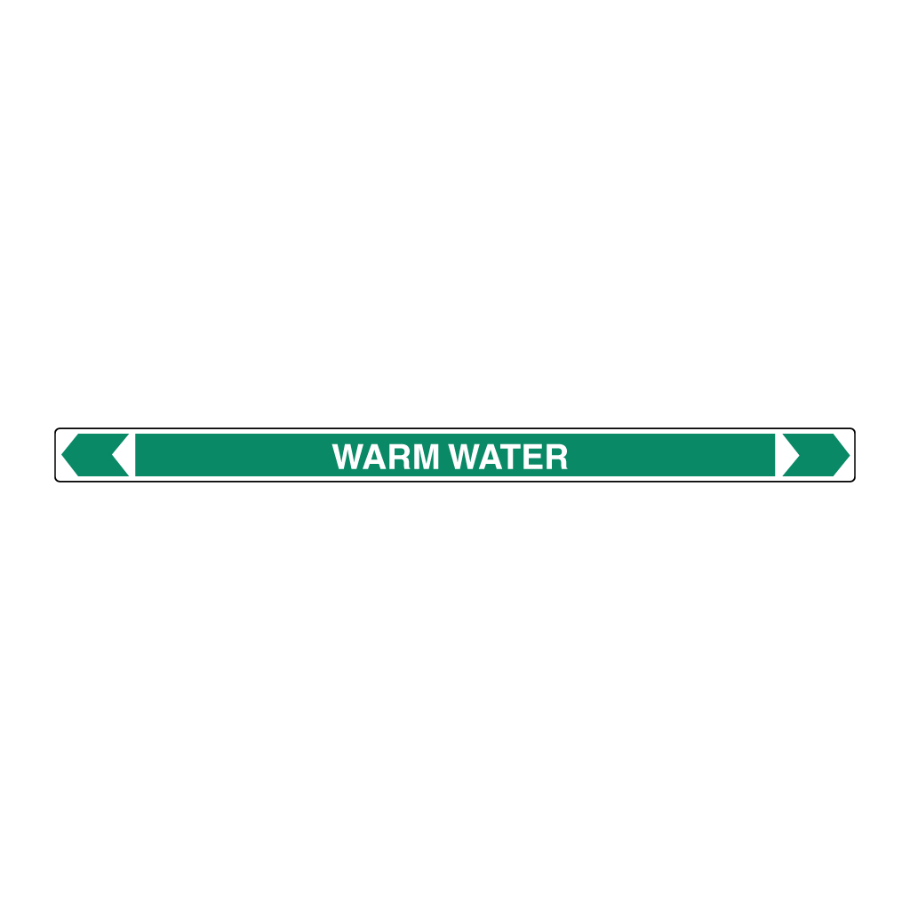 *PO* Pipe Marker ;- Warm Water 25mm x 380mm(G)