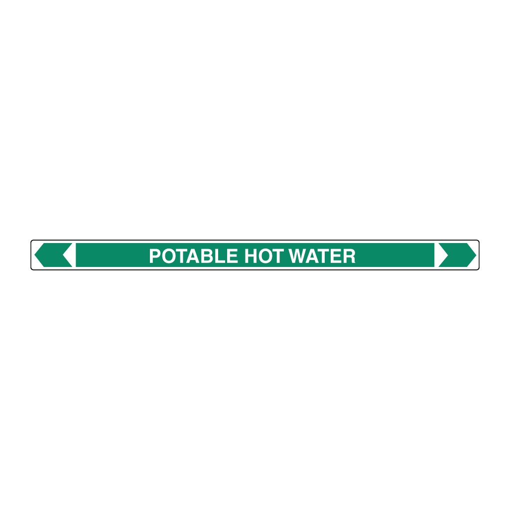 *PO* Pipe Marker ;- Potable Hot Water 25mm x 380mm(G)