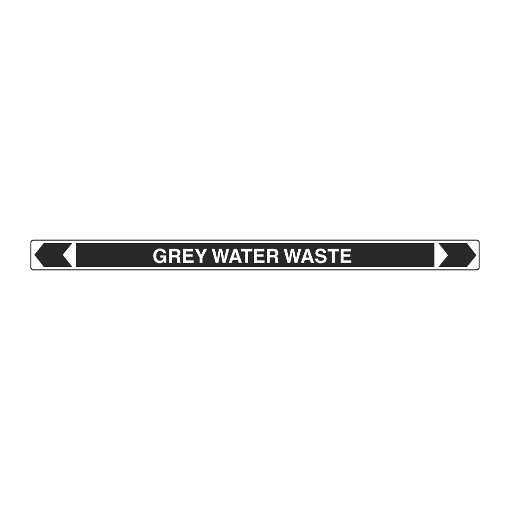 *PO* Pipe Marker ;- Grey Water Waste 25mm x 380mm (BLK)