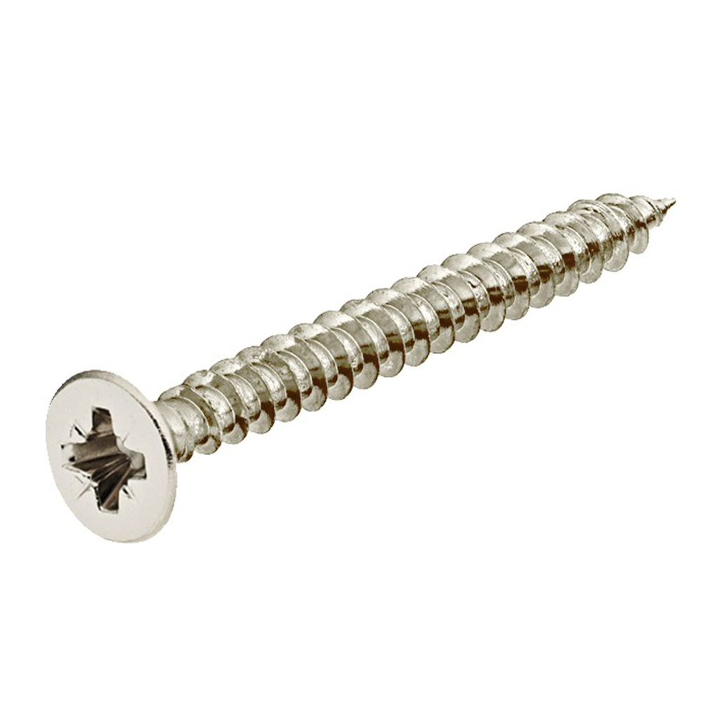 *PO* Particle Board Screw CSK Head 4.5mm (10g) x 50mm - Phillips Head Z/P Silver - Threaded All the Way