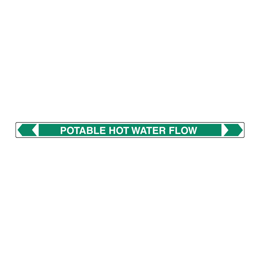 *PO* Pipe Marker ;- Potable Hot Water Flow 25mm x 380mm(G)