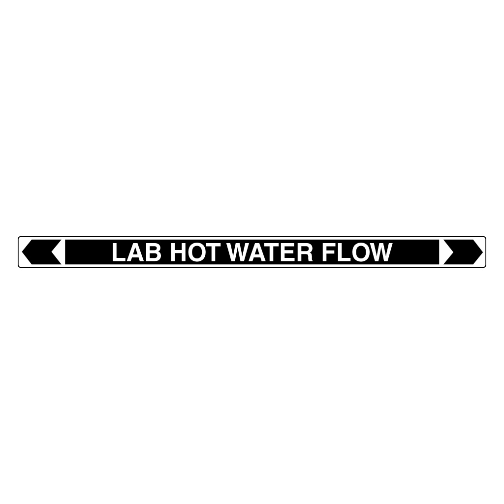 *PO* Pipe Marker ;- LAB Hot Water Flow 25mm x 380mm (BLK)