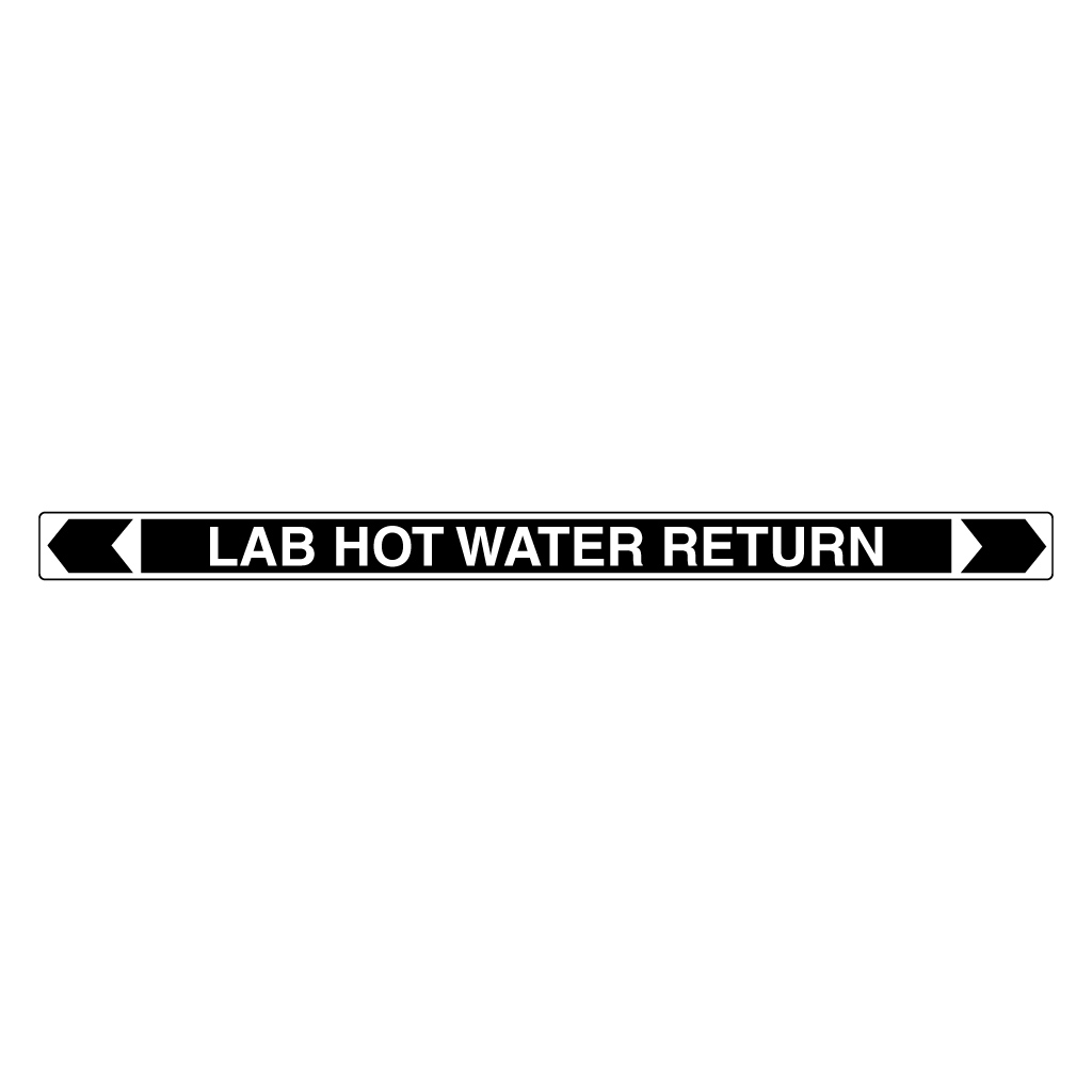 *PO* Pipe Marker ;- LAB Hot Water Return 25mm x 380mm (BLK)