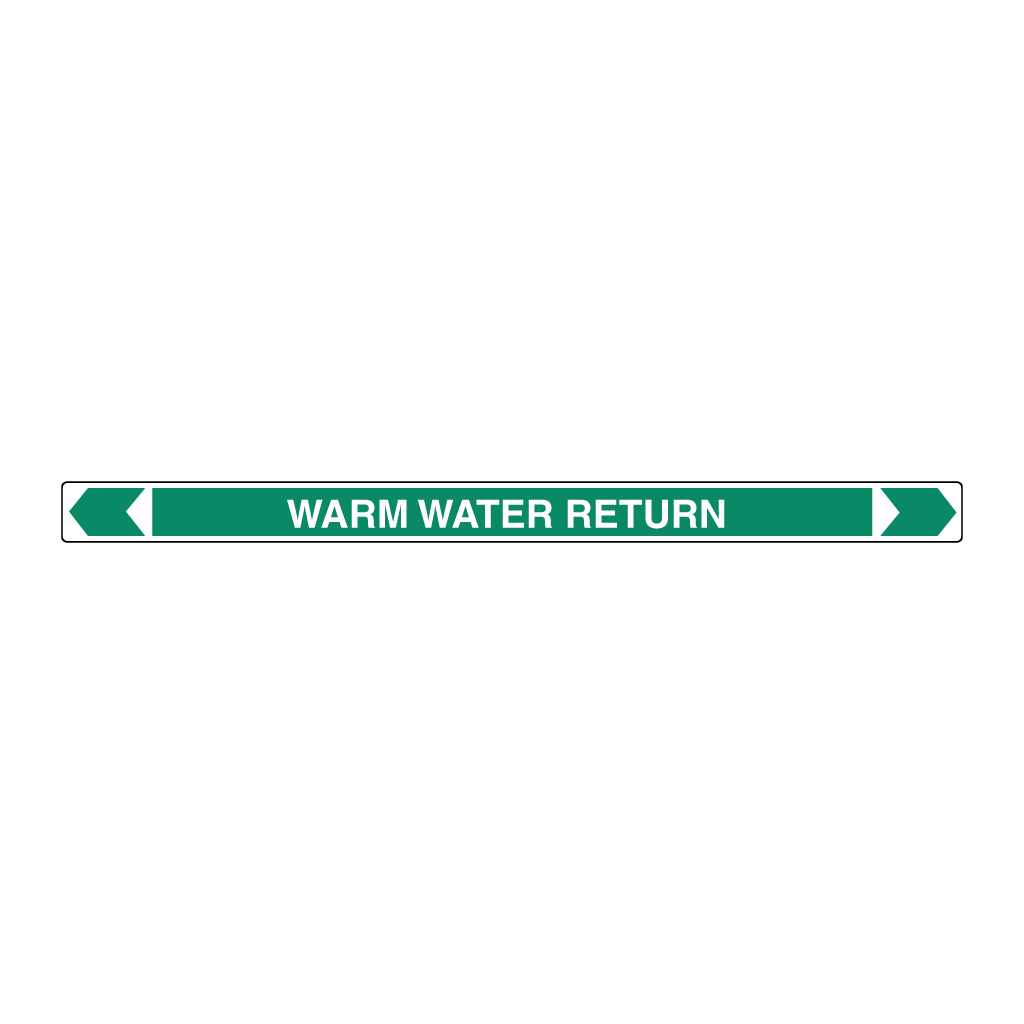 *PO* Pipe Marker ;- Warm Water Return 25mm x 380mm(G)