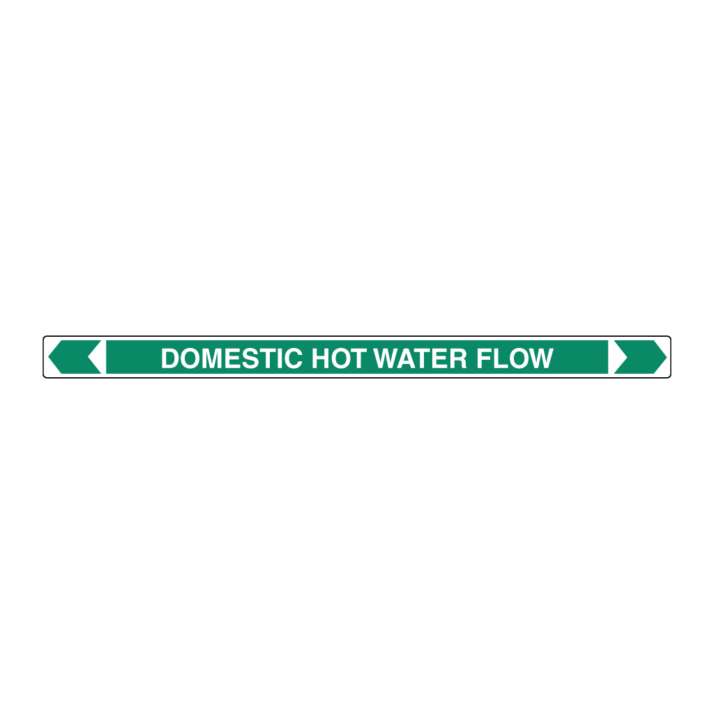 *PO* Pipe Marker ;- Domestic Hot Water Flow 25mm x 380mm(G)