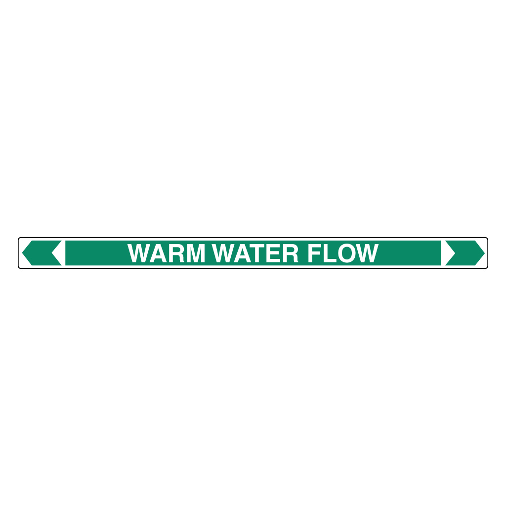 *PO* Pipe Marker ;- Warm Water Flow 50mm x 380mm(G)