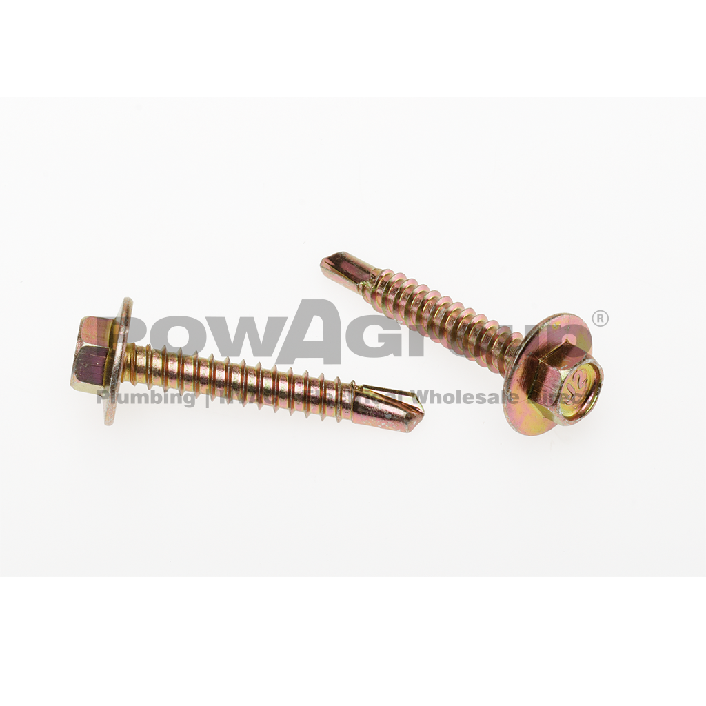 Screw Self Drilling Coarse HWF Head Z/P Yellow 10g x 16mm