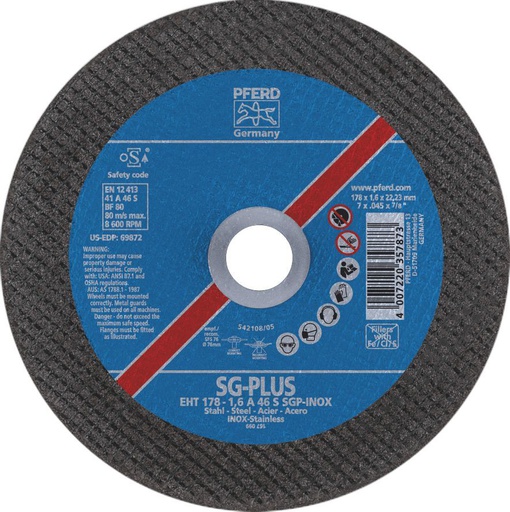 [13CDT125P] (Special Order) Premium Cutting Disc Thin PFERD 125mm x 1.6mm